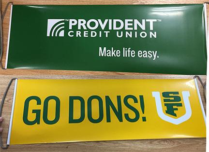 Retractable Hand Banners used to Cheer on SF Dons
